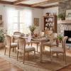 Christopher Knight Home Shawen Extendable Dining Table Set for 6, Expandable Kitchen Table and Dining Chairs Set of 6, Solid Wood Dining Room Table Set for 6, Beige+Natural Brown(Beige+natural Brown)