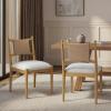 Christopher Knight Home Yudidi Mid Century Modern Dining Chairs Set of 2, Dining Room Chairs with Fabric Upholstery, Rubberwood Frame Kitchen Chairs with Paper Rope Backrest, Beige + Brown(Beige+light Brown+natural)