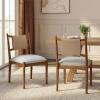 Christopher Knight Home Yudidi Mid Century Modern Dining Chairs Set of 2, Dining Room Chairs with Fabric Upholstery, Rubberwood Frame Kitchen Chairs with Paper Rope Backrest, Beige + Brown(Beige + Brown)