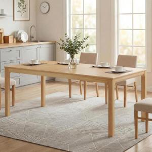Christopher Knight Home Ace 70.28’L Solid Wood Dining Table for 6-8 People, Rubber Wood Dining Room Table, Minimalist Modern Rectangular Kitchen Table, Easy Assembly Dining Room Furniture, Natural(Natural)