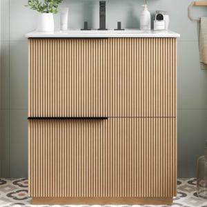 Christopher Knight Home Byron 30″ Bathroom Vanity with Sink, Modern Freestanding Bathroom Sink Cabinet with Drawer, Undermount Vanity Sink Cabinet, Bathroom Storage Cabinet with Sink Combo Set,Natural(Natural)