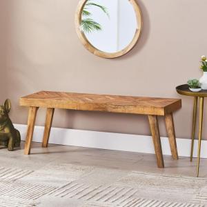 Christopher Knight Home Fircrest Wooden Rectangular Dining Bench, Kitchen Extra Seat, Entryway Bench for Home Hall Living Room, Natural