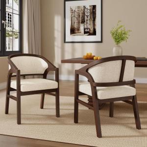 Christopher Knight Home Sepharine Modern Wooden Dining Chairs Set of 2, Boucle Upholstered Kitchen Side Armchairs, Living Room Comfy Reading Chair with Curved Back, Extra Seating, Light Ash + Beige(Walnut + Beige)