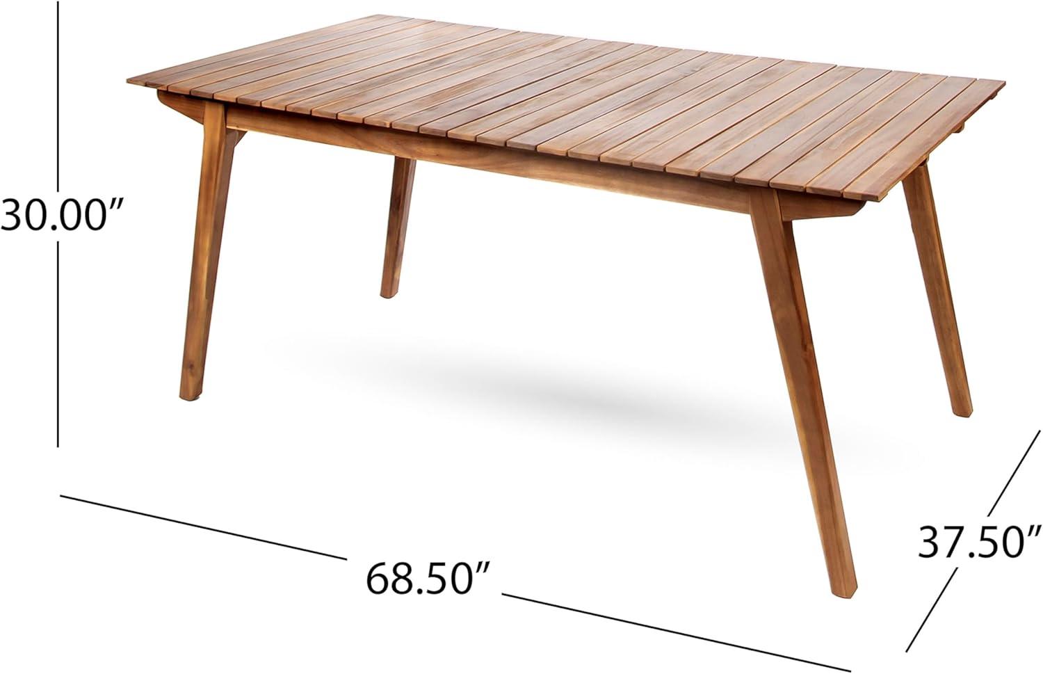 image:imageChristopher Knight Home Alondra Outdoor 6 Seater Acacia Wood Dining Set with Water Resistant Cushion Teak Finish and Cream