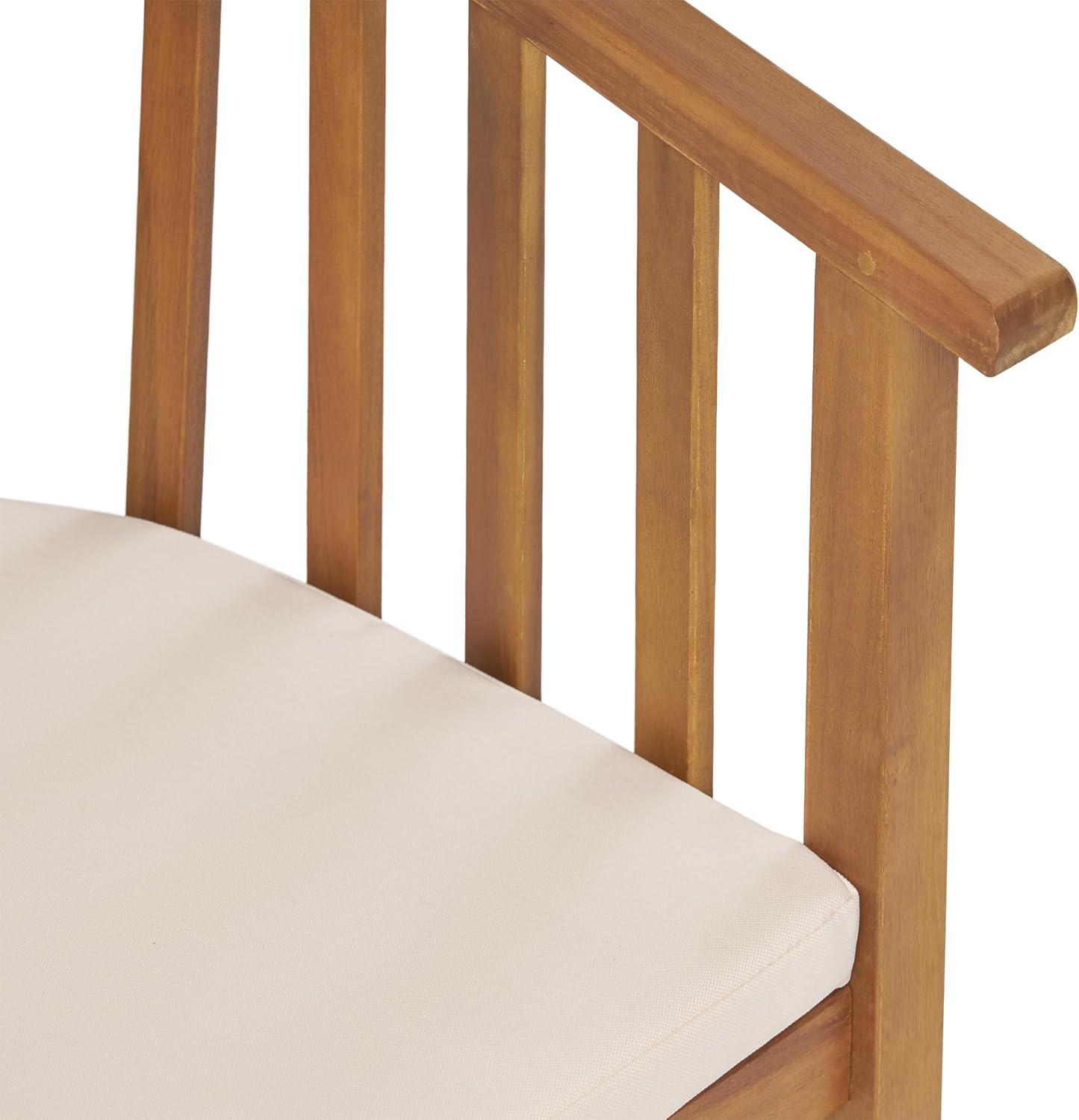 image:imageChristopher Knight Home Alondra Outdoor 6 Seater Acacia Wood Dining Set with Water Resistant Cushion Teak Finish and Cream