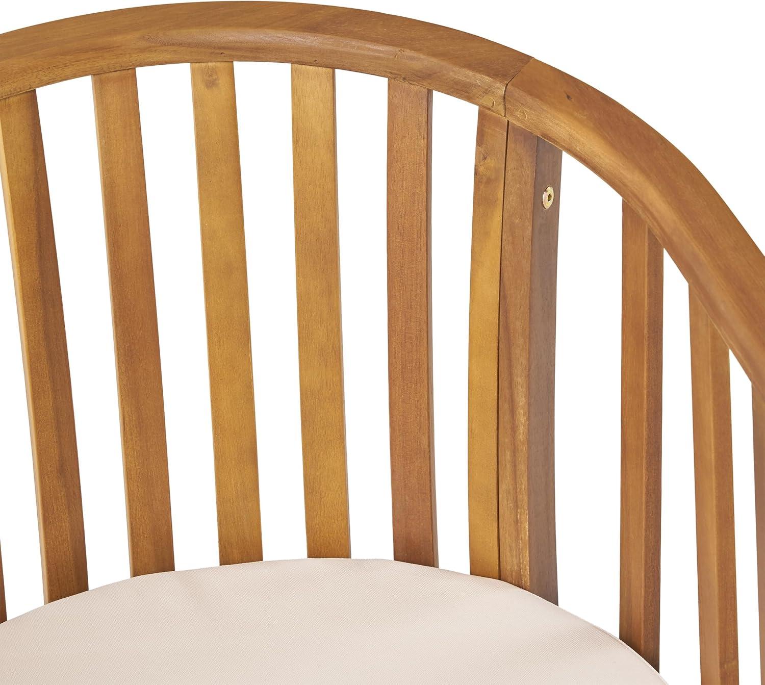 image:imageChristopher Knight Home Alondra Outdoor 6 Seater Acacia Wood Dining Set with Water Resistant Cushion Teak Finish and Cream