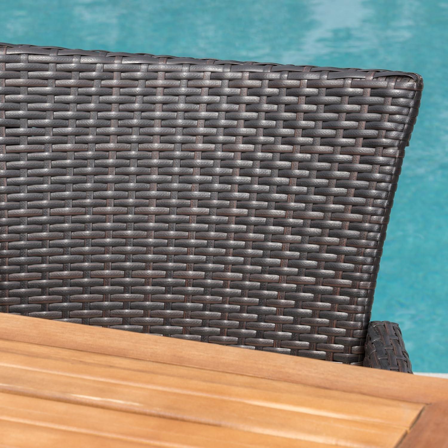 image:imageChristopher Knight Home Anthony Outdoor 7Piece Acacia WoodWicker Dining Set with Cushions Teak Finish in MultibrownBeige