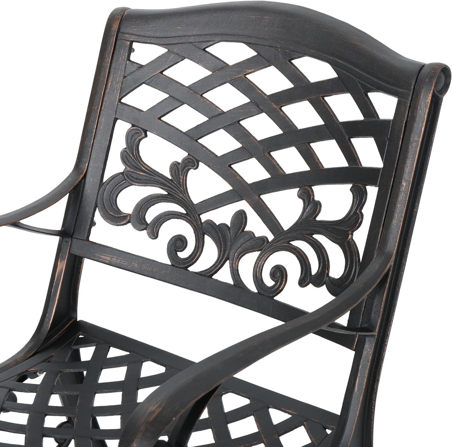 image:imageChristopher Knight Home Carrollton Outdoor Aluminum 7 Piece Expandable Dining Set 223 W x 263 D x 35 H Shiny Copper