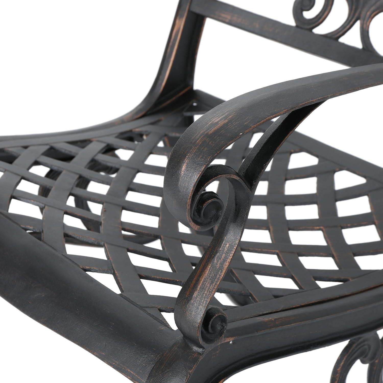 image:imageChristopher Knight Home Carrollton Outdoor Aluminum 7 Piece Expandable Dining Set 223 W x 263 D x 35 H Shiny Copper