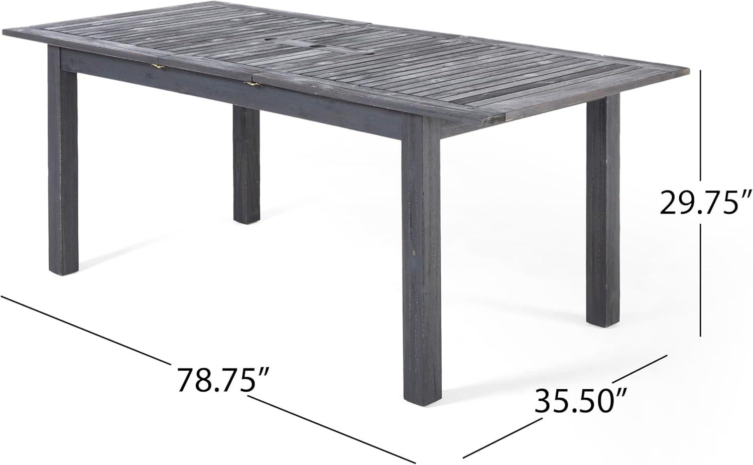 image:imageChristopher Knight Home Davenport Outdoor 7 Piece Wood and Wicker Expandable Dining Set 2225 W x 25 D x 35 H Sandblasted Dark Gray Gray