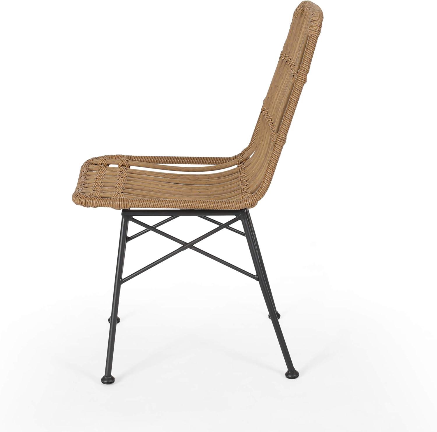 image:imageChristopher Knight Home Florence Outdoor 6 Seater Wicker Dining Set Light Brown Teak FinishLight Brown Teak Finish