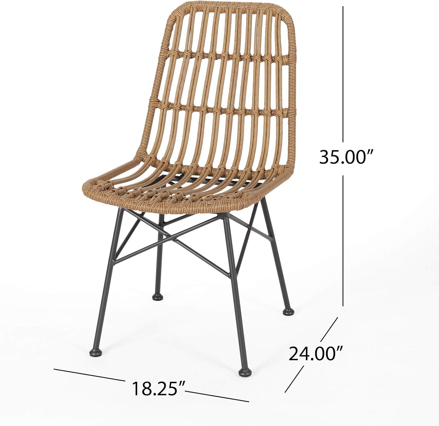 image:imageChristopher Knight Home Florence Outdoor 6 Seater Wicker Dining Set Light Brown Teak FinishLight Brown Teak Finish