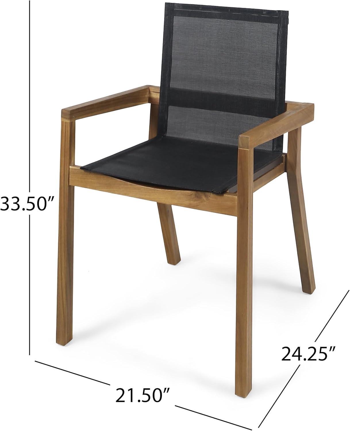 image:imageChristopher Knight Home Marcello Outdoor Acacia Wood 3 Piece Dining Set with Mesh Seats Teak and Black