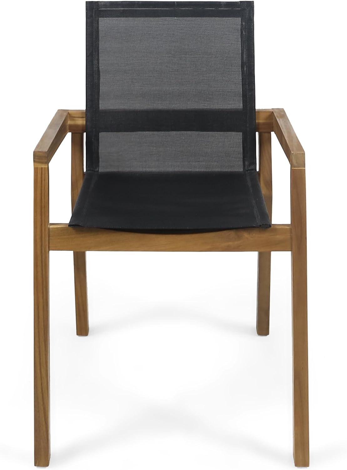 image:imageChristopher Knight Home Marcello Outdoor Acacia Wood 3 Piece Dining Set with Mesh Seats Teak and Black