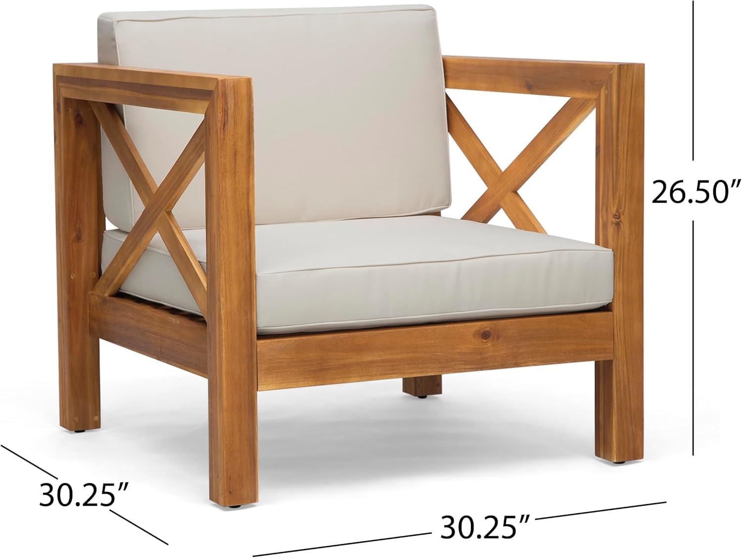 image:imageChristopher Knight Home Outdoor 5 Seater Acacia Wood Sofa Chat Set Teak Finish and Beige