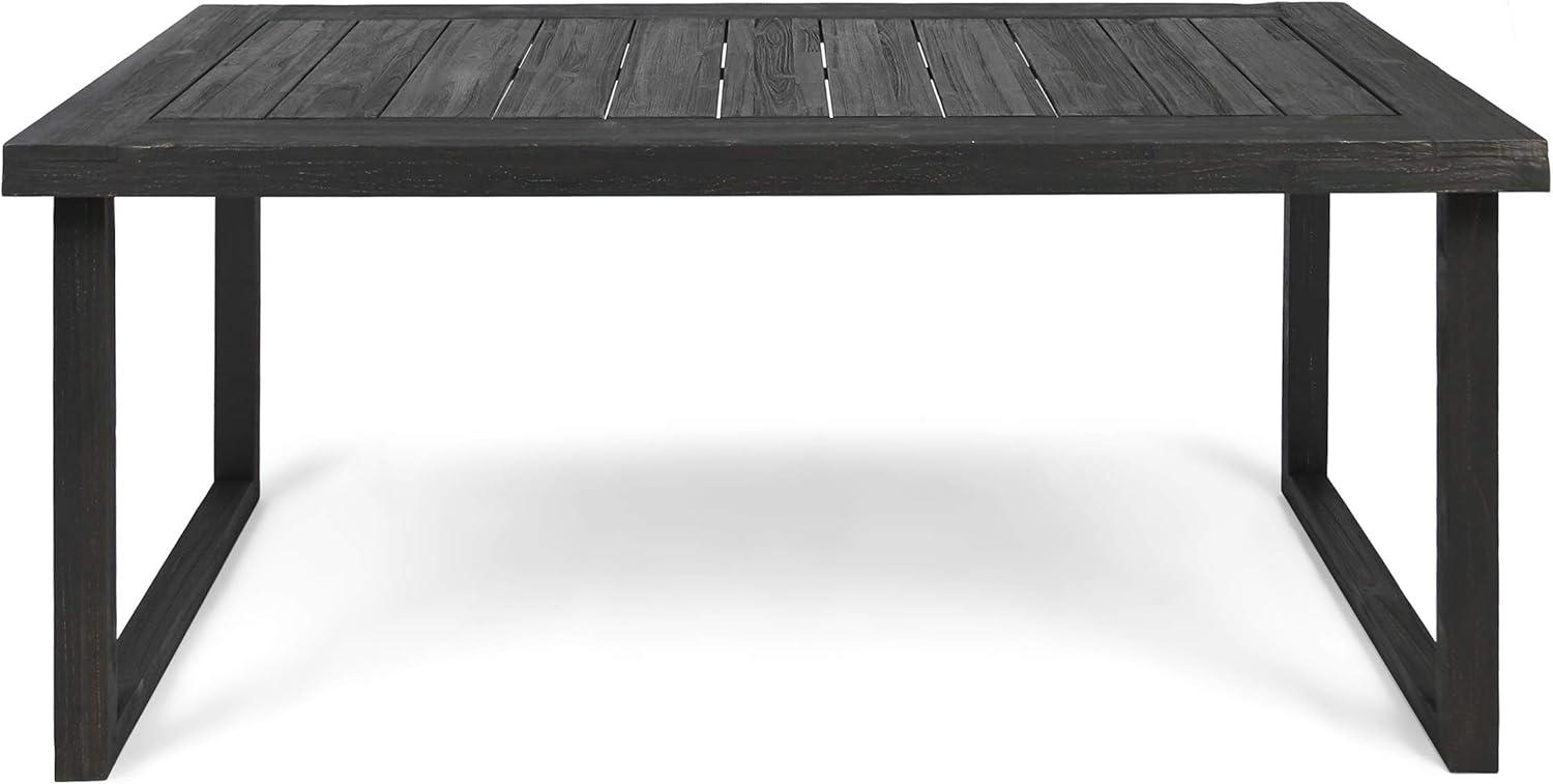 image:imageChristopher Knight Home Outdoor 6Seater Acacia Wood Dining Set with Wicker Chairs Sandblast Dark Gray