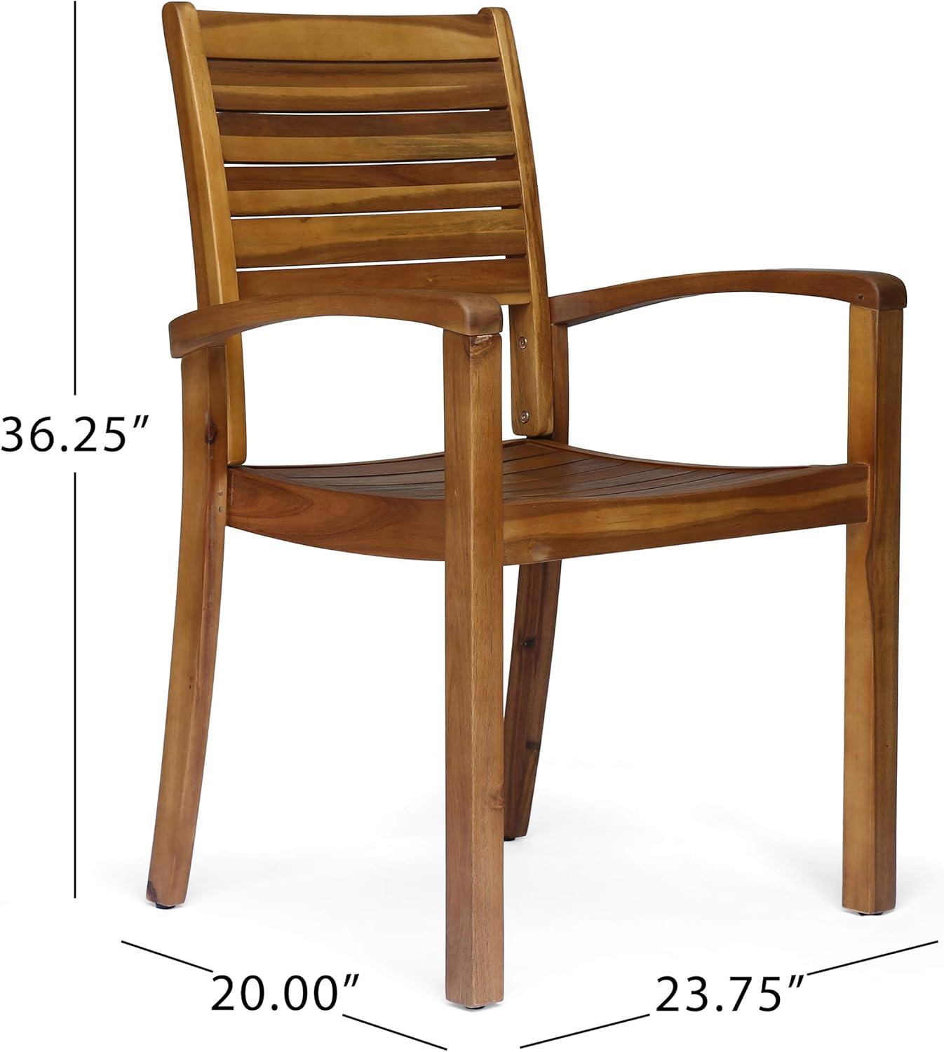 image:imageChristopher Knight Home Ryan Outdoor 6Seater Rectangular Acacia Wood Dining Set Teak FinishBlackGray Finish