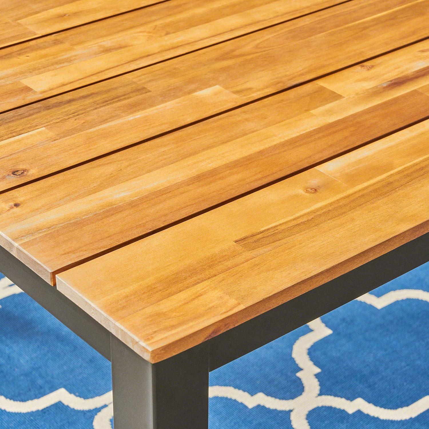 image:imageChristopher Knight Home Ryan Outdoor 6Seater Rectangular Acacia Wood Dining Set Teak FinishBlackGray Finish