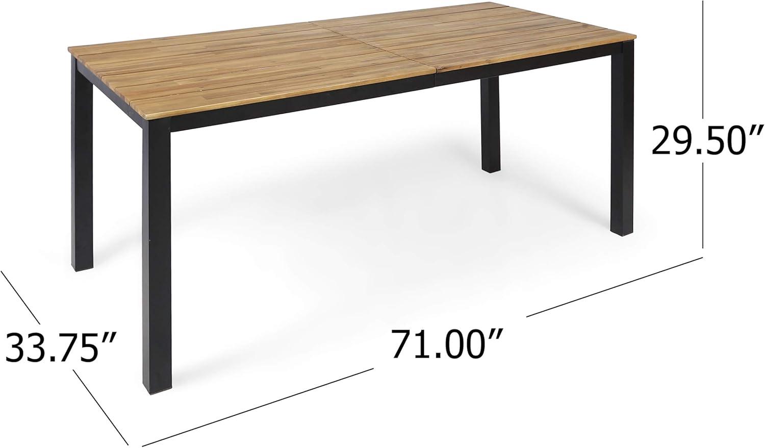 image:imageChristopher Knight Home Ryan Outdoor 6Seater Rectangular Acacia Wood Dining Set Teak FinishBlackGray Finish