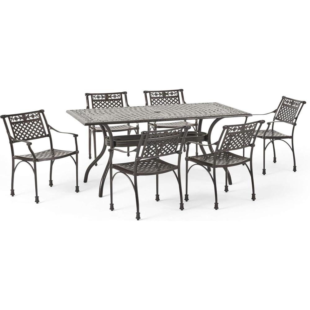 image:imageChristopher Knight Home Carlisle Outdoor Dining Table with Iron Legs Sandblast FinishRustic Metal amp 306036 Toby Outdoor Acacia Wood Bench Sandblast Teak Finish and Black