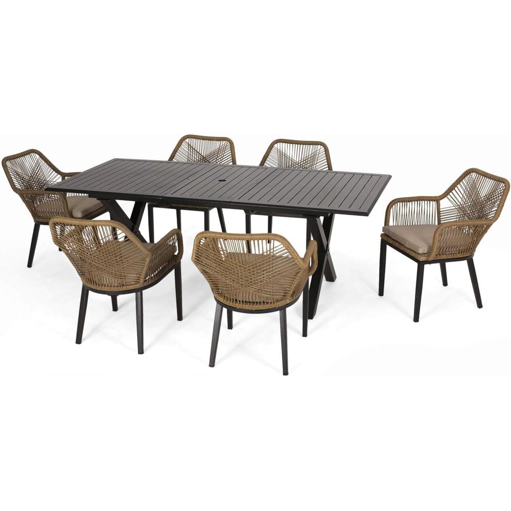 image:imageChristopher Knight Home Fromberg Outdoor Dining Sets Beige Light Brown Matte Black
