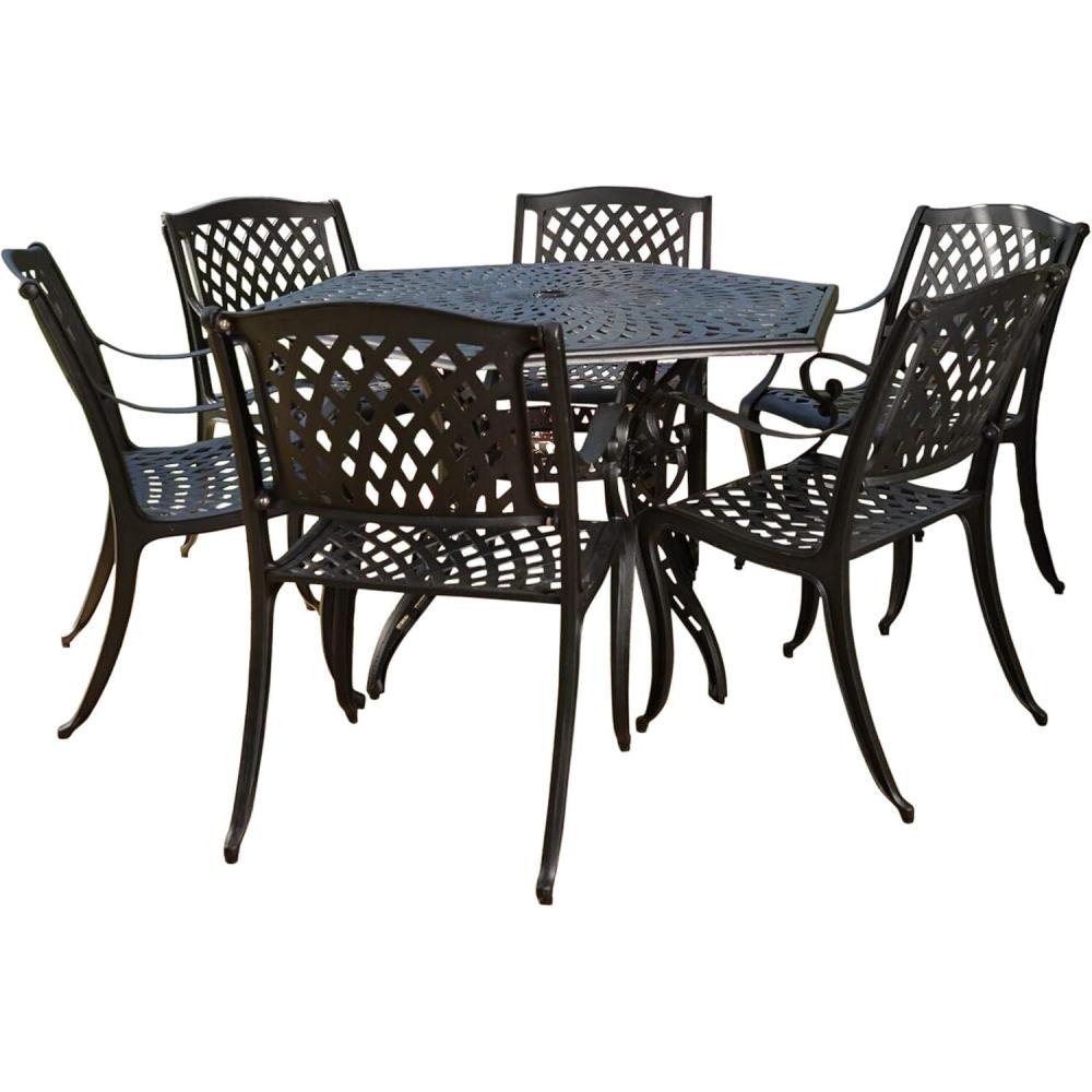 image:imageChristopher Knight Home Hammond Outdoor Cast Aluminum Patio Dining Set in Bronze 7Pcs Set Antique Matte Black