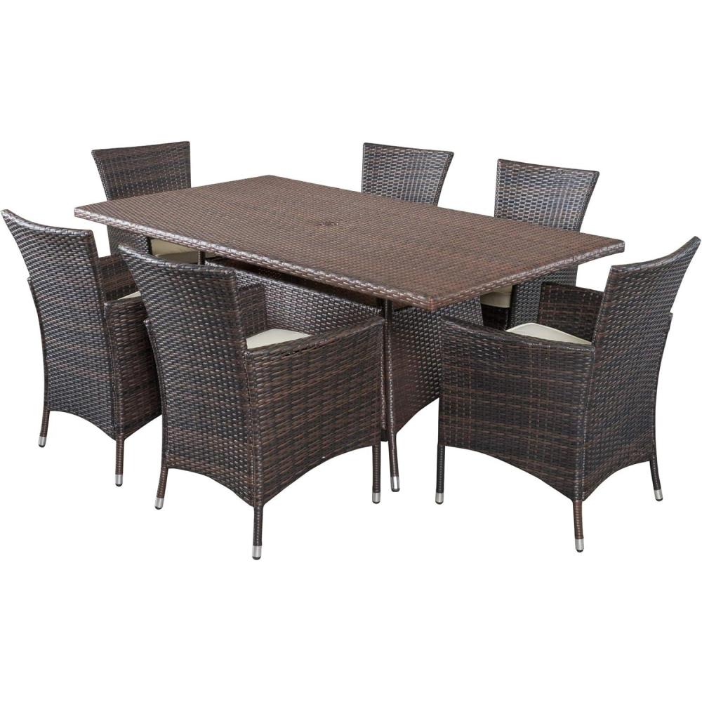 image:imageChristopher Knight Home Jennifer Outdoor Wicker Dining Set 7Pcs Set Multibrown