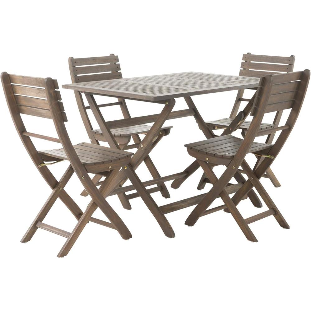image:imageChristopher Knight Home Positano Outdoor Acacia Wood Foldable Dining Set Grey Finish
