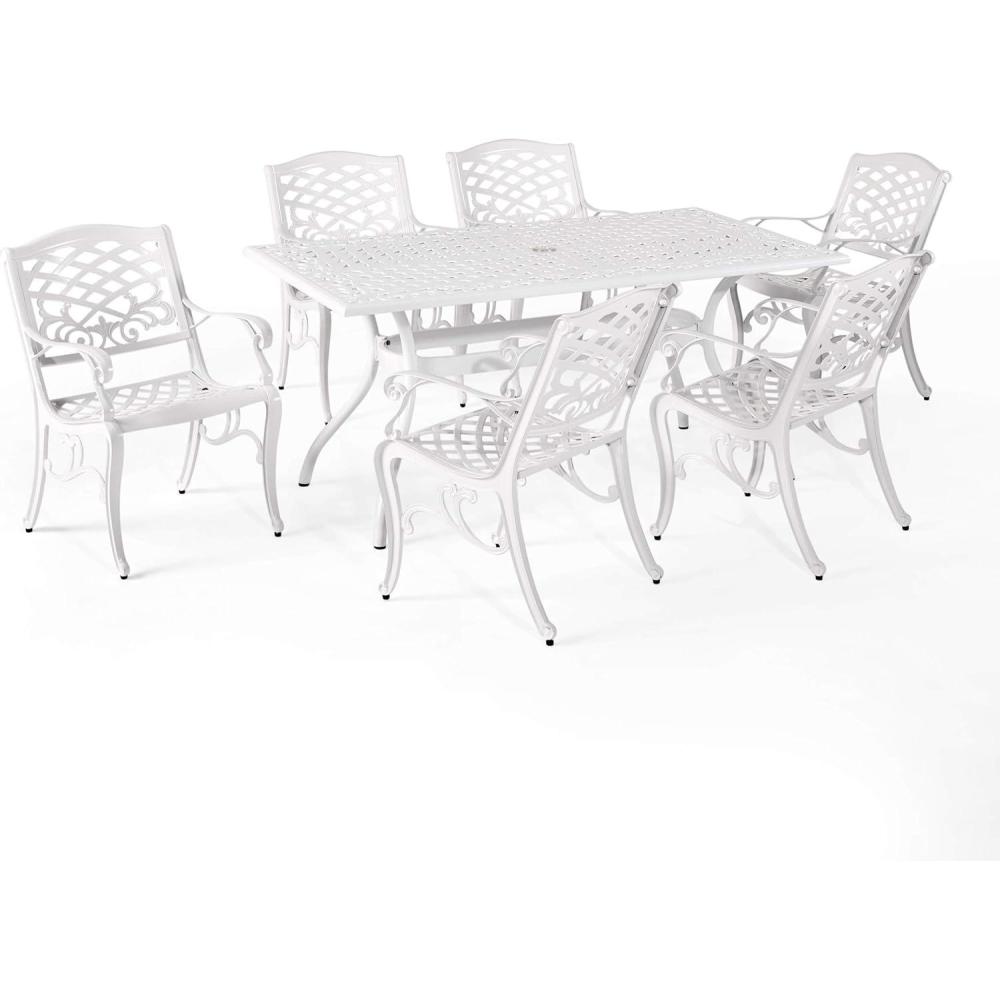 image:imageChristopher Knight Home Vincent Traditional Outdoor Aluminum 7 Piece Dining Set White