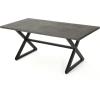 Christopher Knight Home Adella Outdoor Aluminum Dining Set with Water Resistant Cushions, 7-Pcs Set, Grey / Black