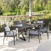Christopher Knight Home Adella Outdoor Aluminum Dining Set with Water Resistant Cushions, 7-Pcs Set, Grey / Black