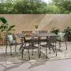 Christopher Knight Home Carlisle Outdoor Dining Table with Iron Legs, Sandblast Finish/Rustic Metal & 306036 Toby Outdoor Acacia Wood Bench, Sandblast Teak Finish and Black
