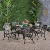 Christopher Knight Home Carrollton Outdoor Aluminum 7 Piece Expandable Dining Set, 22.3 “W x 26.3 “D x 35 “H, Shiny Copper