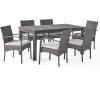 Christopher Knight Home Elmar Outdoor 7 Piece Wood and Wicker Expandable Dining Set, Dark Gray and Dark Gray and Gray