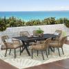 Christopher Knight Home Fromberg Outdoor Dining Sets, Beige + Light Brown + Matte Black