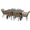 Christopher Knight Home Fromberg Outdoor Dining Sets, Beige + Light Brown + Matte Black