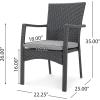 Christopher Knight Home Garner Outdoor 6-Seater Acacia Wood Dining Set with Wicker Chairs, 22.25 “W x 25 “D x 35 “H, Sandblasted Dark Gray + Gray