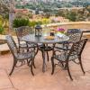 Christopher Knight Home Hallandale Outdoor Cast Aluminum Dining Set for Patio or Deck, 5-Pcs Set, Hammered Bronze(Antique)