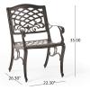 Christopher Knight Home Hallandale Outdoor Cast Aluminum Dining Set for Patio or Deck, 5-Pcs Set, Hammered Bronze(Antique)