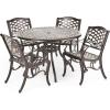 Christopher Knight Home Hallandale Outdoor Cast Aluminum Dining Set for Patio or Deck, 5-Pcs Set, Hammered Bronze(Antique)