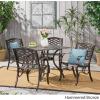 Christopher Knight Home Hallandale Outdoor Sarasota Cast Aluminum Square Dining Set, 5-Pcs Set, Hammered Bronze(5pcs Dining Set)