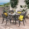 Christopher Knight Home Hammond Outdoor Cast Aluminum Patio Dining Set in Bronze, 7-Pcs Set, Antique Matte Black