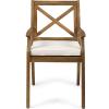 Christopher Knight Home Llano Outdoor 7-Piece Acacia Wood Dining Set, Gray and Teak and Cream