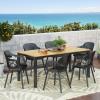 Christopher Knight Home Lorena Outdoor Dining Sets, Black + Teak