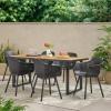Christopher Knight Home Lotus Outdoor Dining Sets, Black + Teak