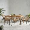 Christopher Knight Home Marten Dining Set, Light Brown + Beige + Teak