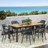Christopher Knight Home Miramar Outdoor Dining Sets, Black + Teak