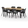 Christopher Knight Home Miramar Outdoor Dining Sets, Black + Teak