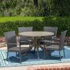 Christopher Knight Home Murrary Outdoor 5 Piece Wood and Wicker Dining Set, Gray Finish/Gray