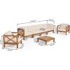 Christopher Knight Home Outdoor 6 Seater Acacia Wood Sofa Chat Set, Teak Finish and Beige
